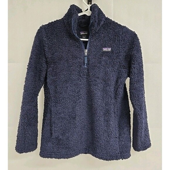 Patagonia  Los Gatos Quarter Zip Fleece Pullover Navy Blue Girls Size L/12 - Picture 2 of 8